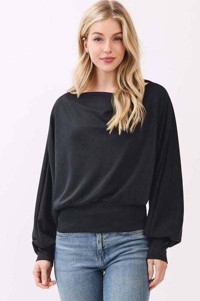 Modal Jersey Boat Neck Long Sleeve Top
