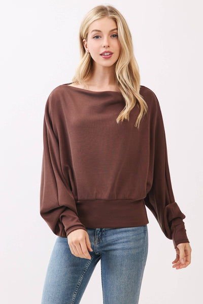 Modal Jersey Boat Neck Long Sleeve Top