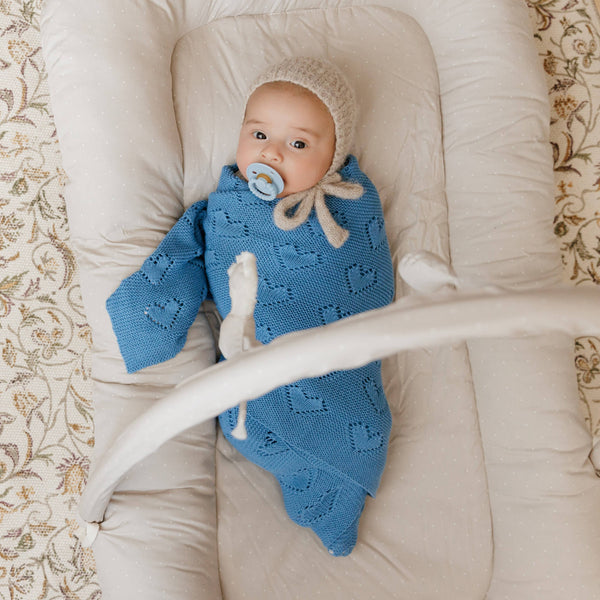 Luxury Cotton Receiving Swaddle Baby Blanket - Heart