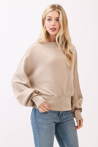 Modal Jersey Boat Neck Long Sleeve Top