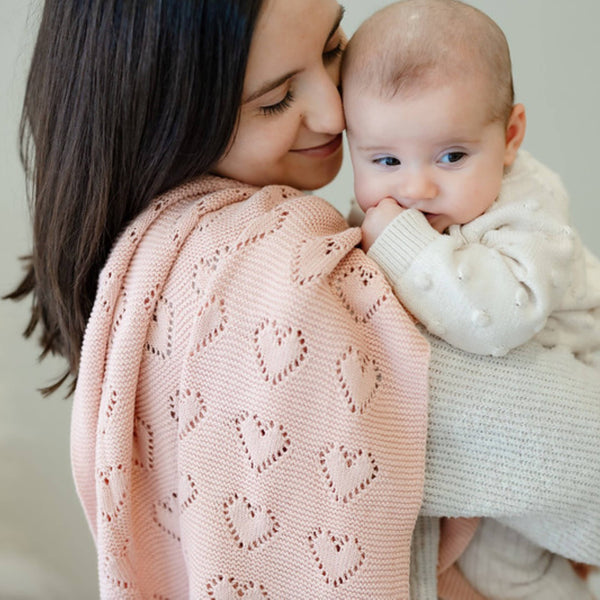 Luxury Cotton Receiving Swaddle Baby Blanket - Heart