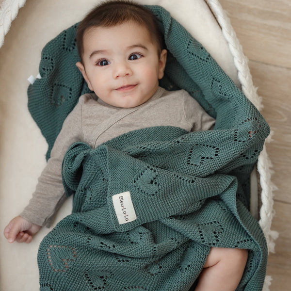 Luxury Cotton Receiving Swaddle Baby Blanket - Heart