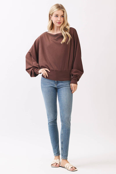Modal Jersey Boat Neck Long Sleeve Top
