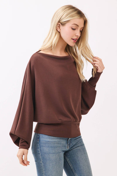 Modal Jersey Boat Neck Long Sleeve Top