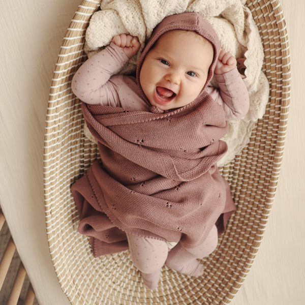 Organic Cotton Pointelle Swaddle Receiving Baby Blanket
