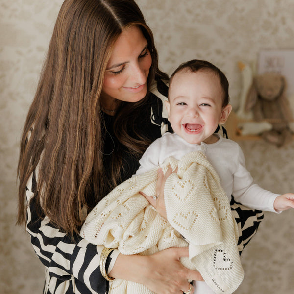 Luxury Cotton Receiving Swaddle Baby Blanket - Heart