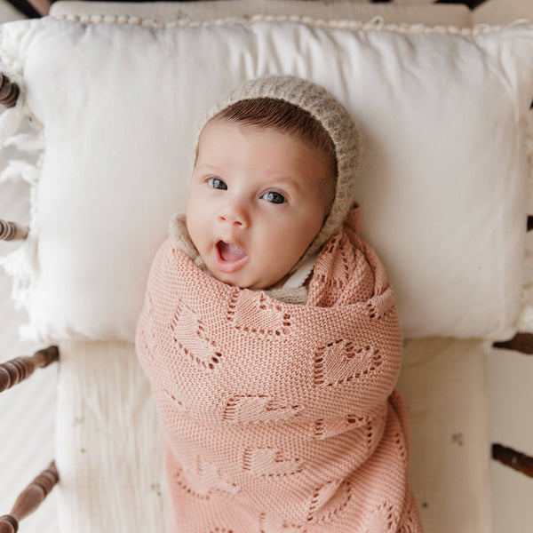Luxury Cotton Receiving Swaddle Baby Blanket - Heart