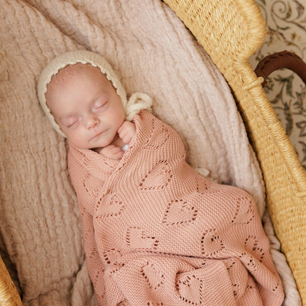 Luxury Cotton Receiving Swaddle Baby Blanket - Heart