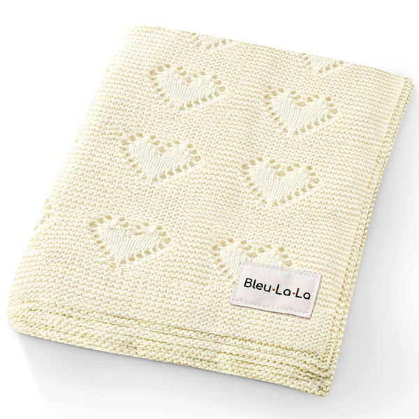 Luxury Cotton Receiving Swaddle Baby Blanket - Heart