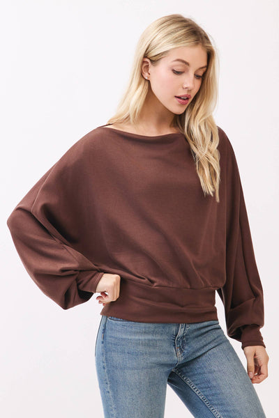 Modal Jersey Boat Neck Long Sleeve Top