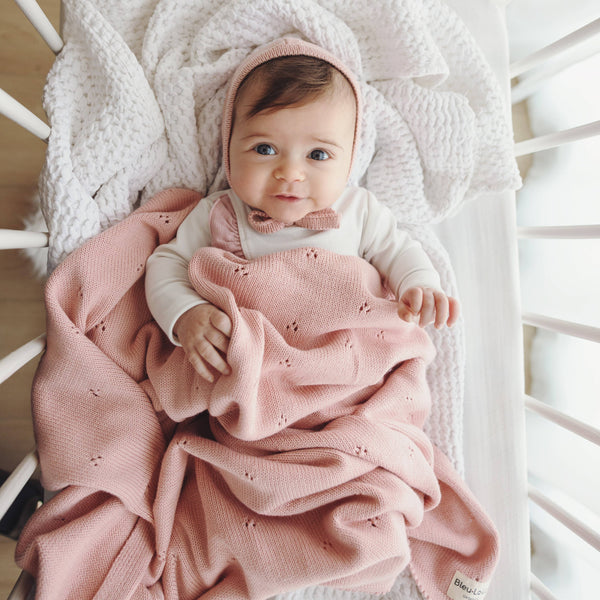 Organic Cotton Pointelle Swaddle Receiving Baby Blanket