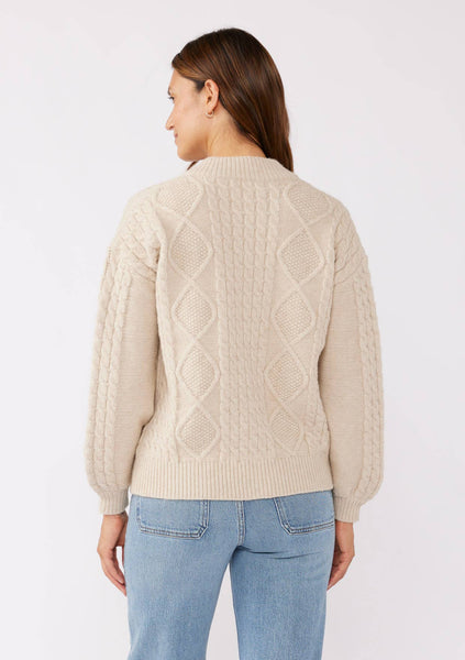 Long Sleeve Cable Zip-Up Coatigan