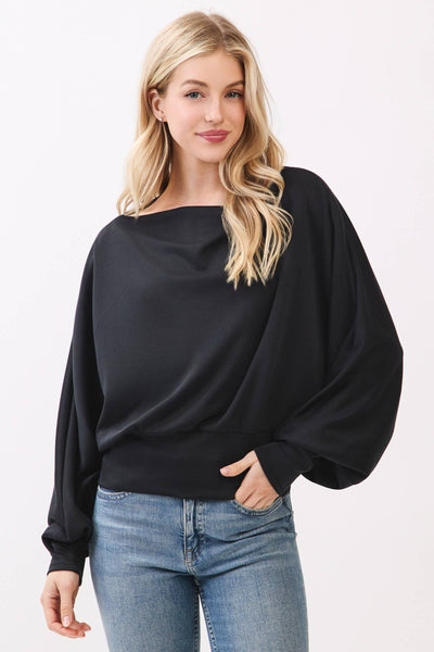 Modal Jersey Boat Neck Long Sleeve Top