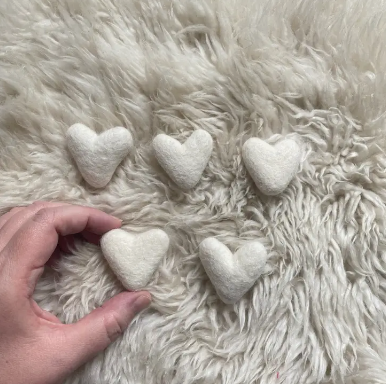 White Felt Hearts