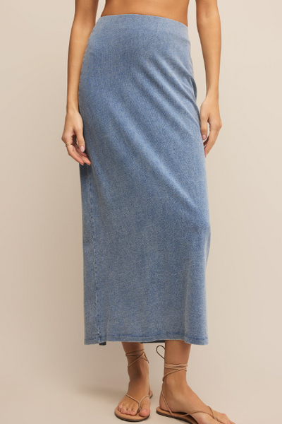 Gail Jersey Denim Midi Skirt
