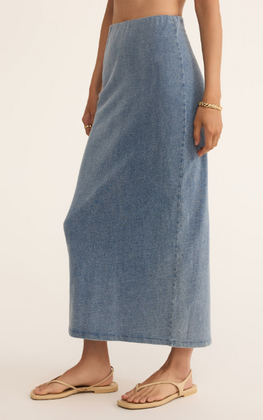 Gail Jersey Denim Midi Skirt