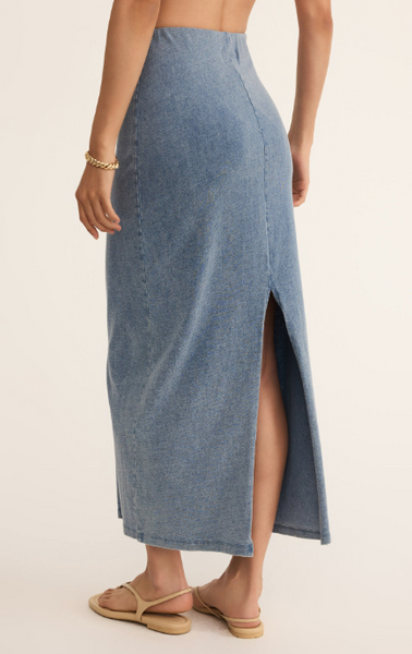 Gail Jersey Denim Midi Skirt