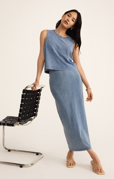 Gail Jersey Denim Midi Skirt