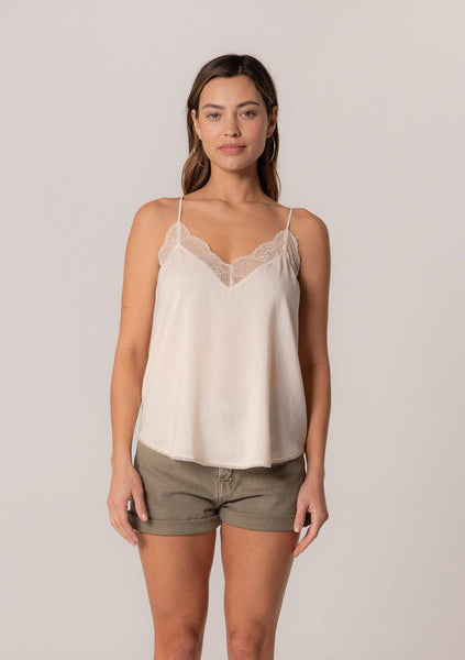 Lingerie Inspired Lace Trim Slip Cami