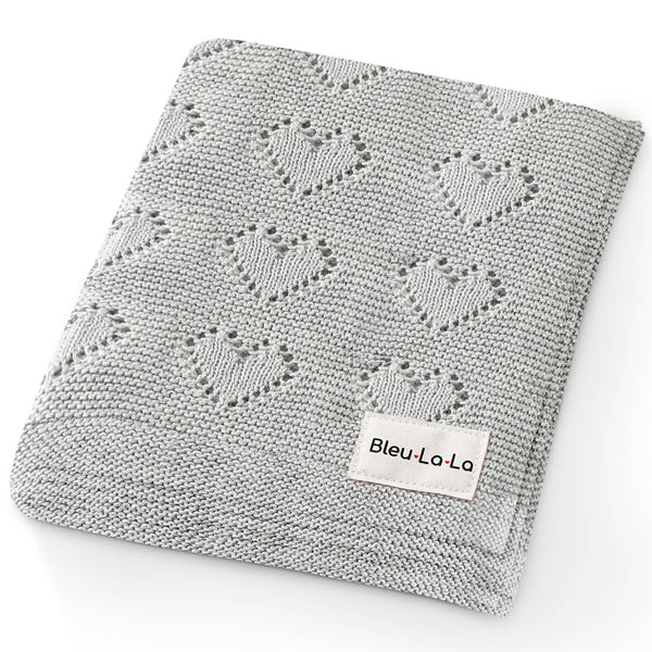 Luxury Cotton Receiving Swaddle Baby Blanket - Heart