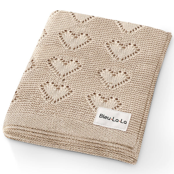 Luxury Cotton Receiving Swaddle Baby Blanket - Heart