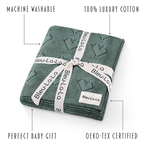 Luxury Cotton Receiving Swaddle Baby Blanket - Heart