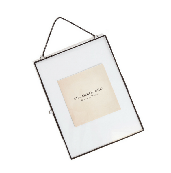 Glass and Metal Wall Hanging Picture Frame With Chain