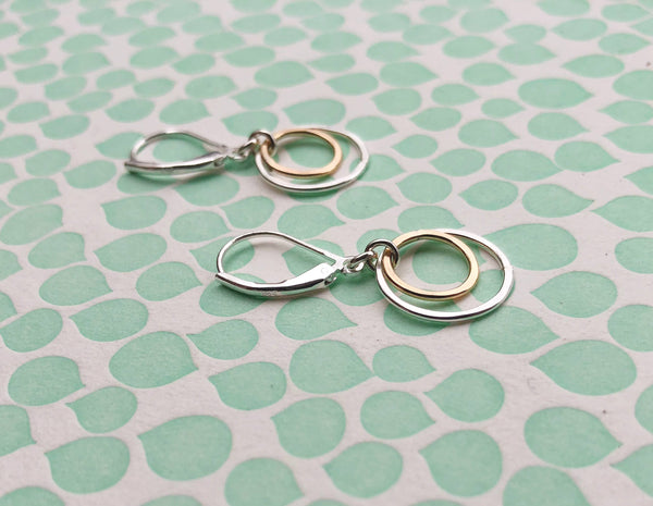 Glow Earrings - silver and gold circles