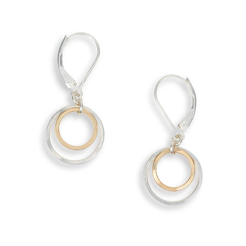 Glow Earrings - silver and gold circles