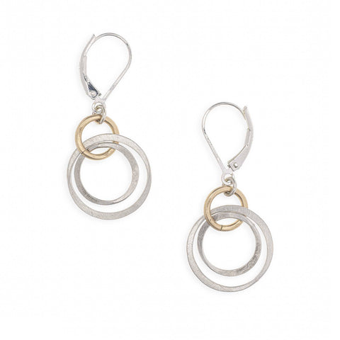 Flow Linked Circle Drop Gold and Silver Earrings