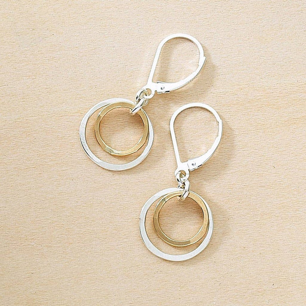 Glow Earrings - silver and gold circles