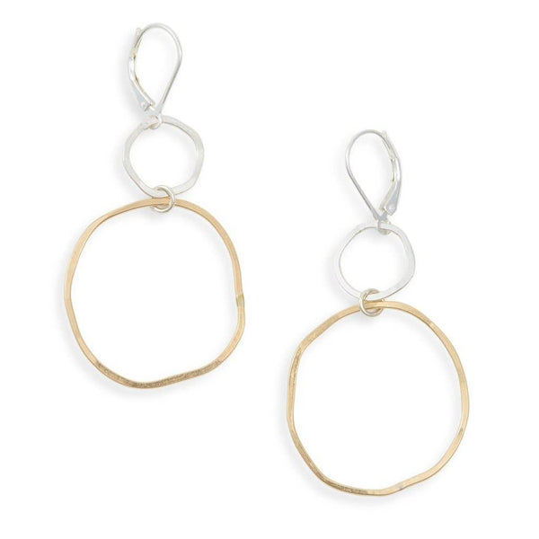 Uplift Golden Organic Circles Mixed Metal Earrings