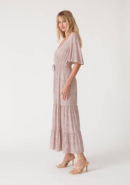 Floral Surplice Maxi Dress W/ Pockets