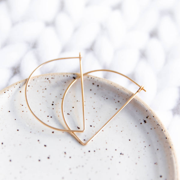 Minimal Hoop Earrings - Half Circle Half Moon