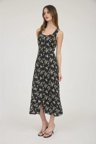 Floral Sleeveless Button Down Midi Dress
