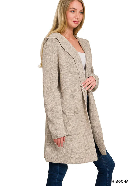 Hooded Open Front Sweater