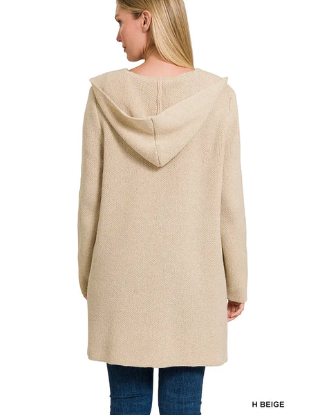Hooded Open Front Sweater
