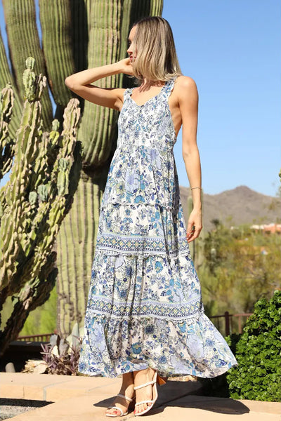 Smocked Bodice Tiered Maxi Dress