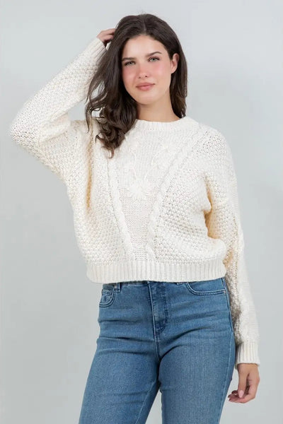 Floral Cable Knit Sweater