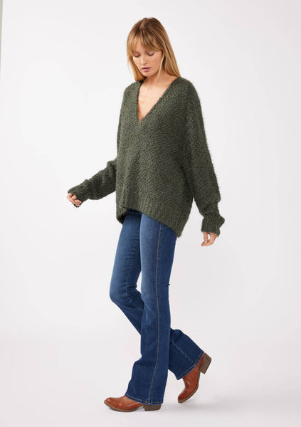 Hi-Low Fuzzy Pullover Sweater