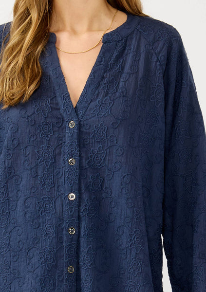 Long Sleeve Button Down Raglan Blouse