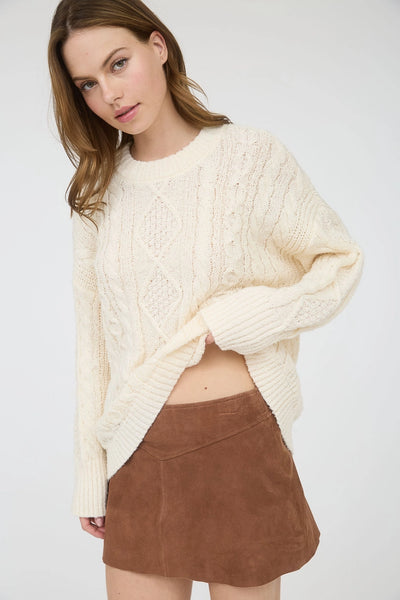 Crew Neck Cable Knit Sweater