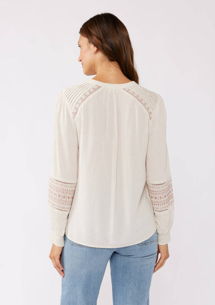 Rayna Embroidered Button-Down Neck Blouse