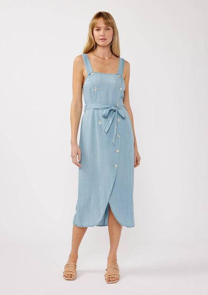 Double Breasted Tencel Midi Dress