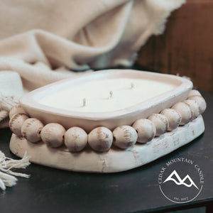 Pottery Dough Bowl Soy Candle - With Beads