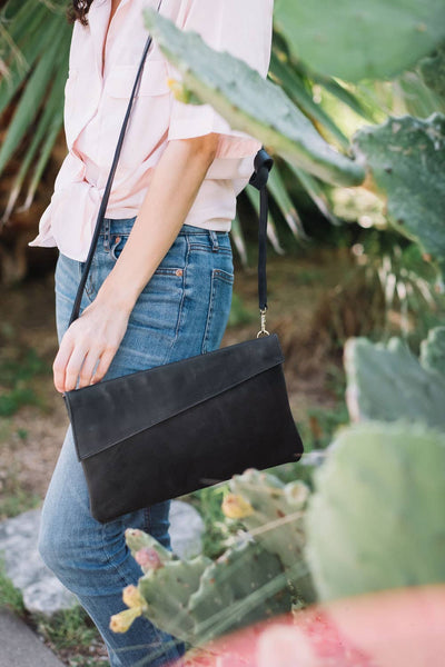 Leather Convertible Crossbody & Clutch