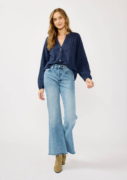Long Sleeve Button Down Raglan Blouse