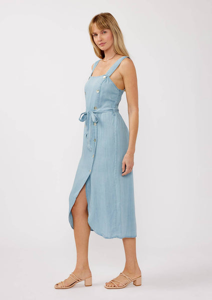 Double Breasted Tencel Midi Dress