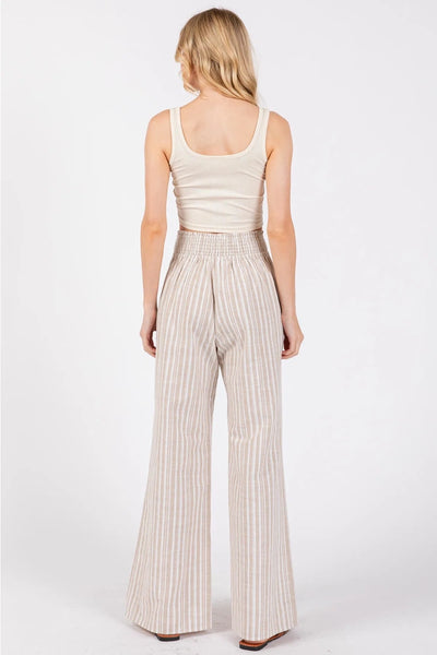 Smocked Waist Wide Leg Pant