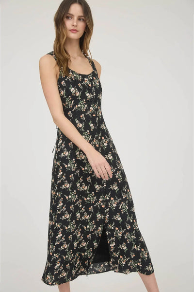 Floral Sleeveless Button Down Midi Dress
